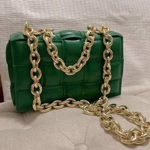 BV inspired padded woven leather bag